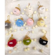 Crochet Keychain with Soft Fur Balls in Vibrant Colors and Unique Design