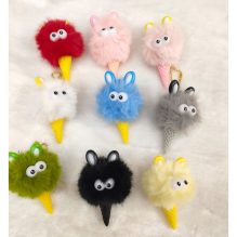 Ice Cream Cone Fur Keychain with Vibrant Colors and Playful Design