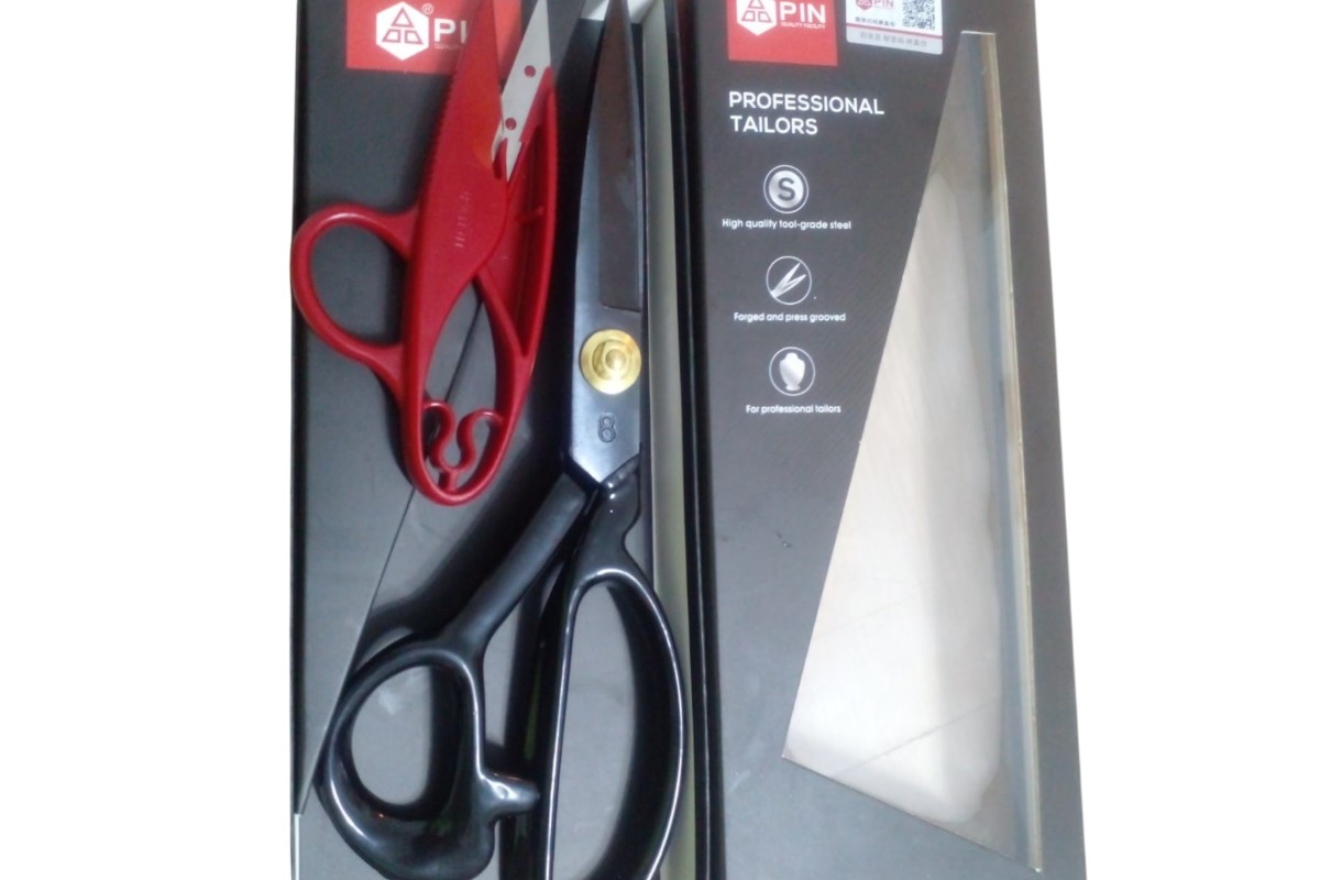 PIN Professional Tailor Scissors 8 Inch for Heavy Duty Cutting - Includes Thread Cutter