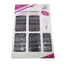 90 Silver Eye Needles with Threader – Assorted Sizes – Pack of 12 Blisters