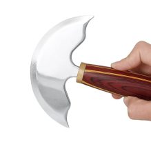 Handcrafted Leather Cutting Knife – Stainless Steel Blade with Wooden Handle