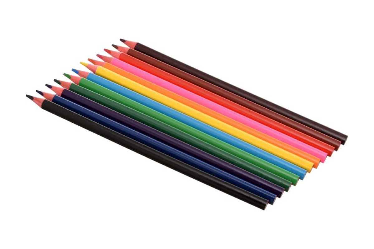 K-MAX 12-Color Wooden Pencil Set with Built-in Sharpener - Image 3