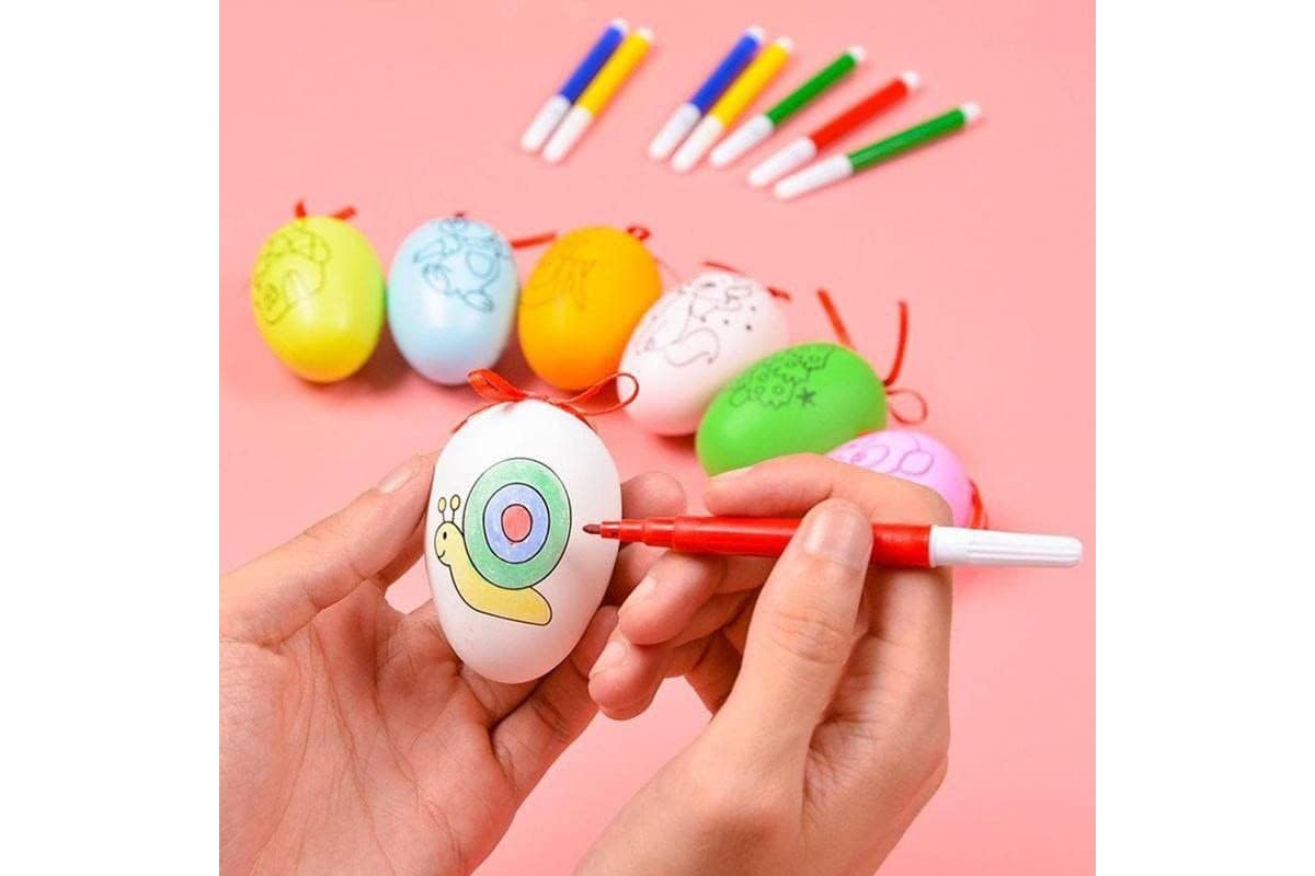 Kids DIY Colorable Plastic Egg– With Coloring Markers