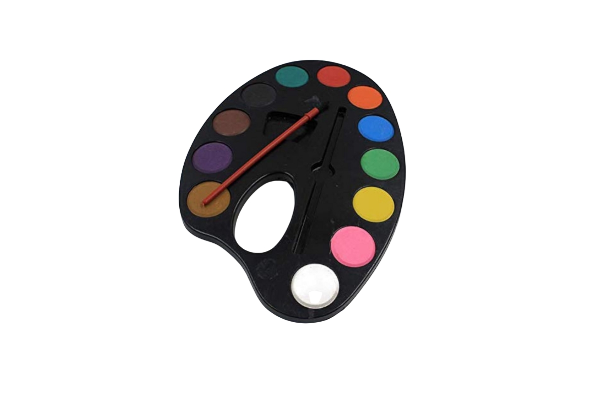 Kids Watercolor Paint Palette – 12 Colors with Brush - Image 3