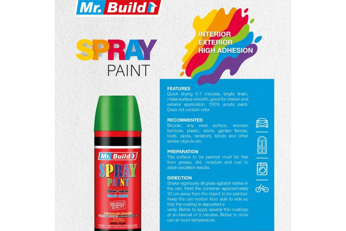 Mr. Build Acrylic Spray Paint – 400ml for Indoor & Outdoor Use