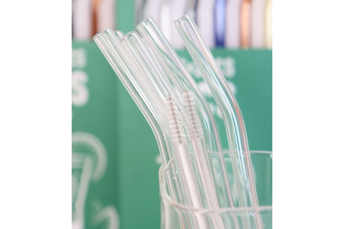 Reusable Glass Drinking Straws with Cleaning Brush – 5 PCS - Image 3
