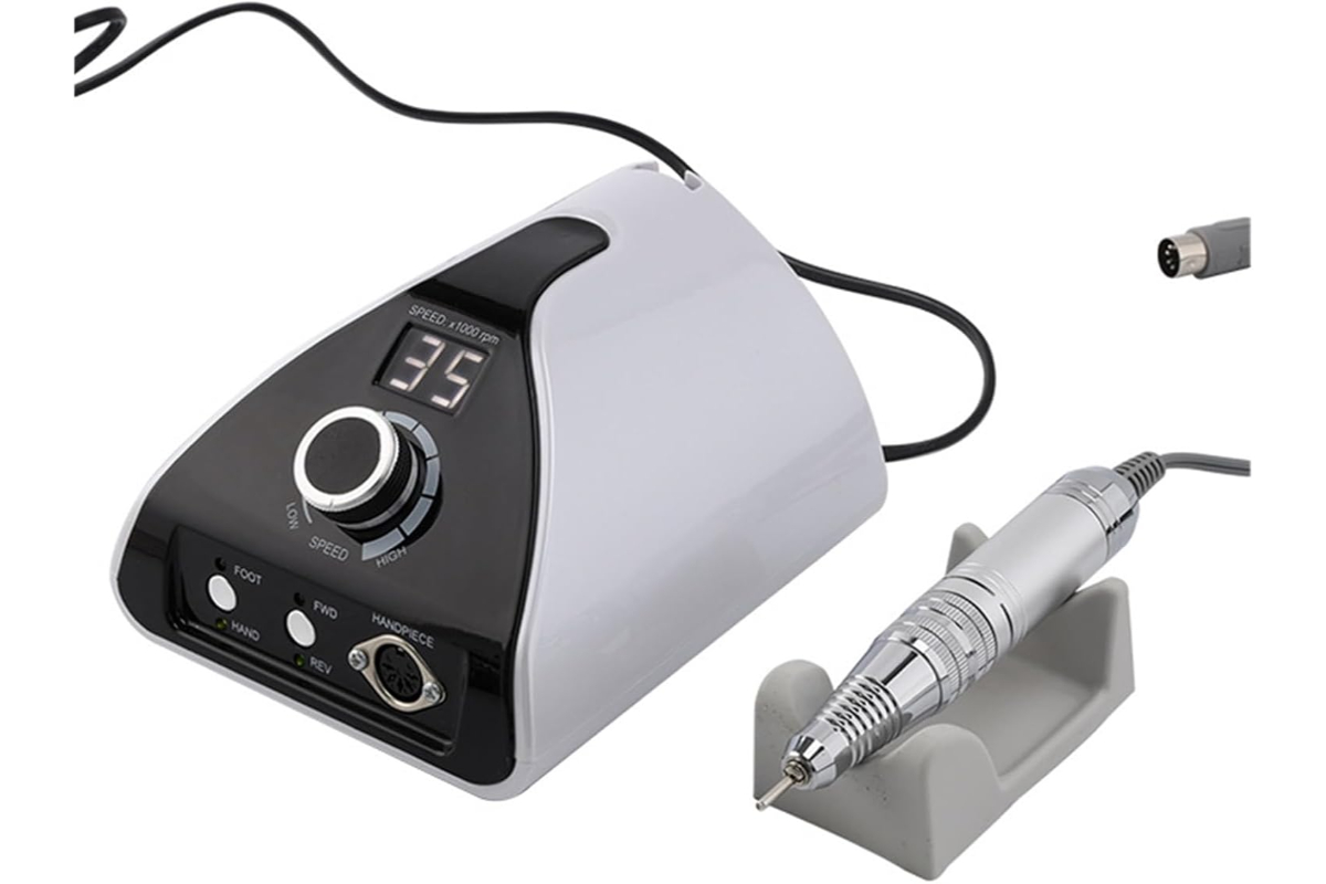 Professional Electric Nail Drill Set with Control Unit and Foot Pedal - Speed up to 35,000 RPM