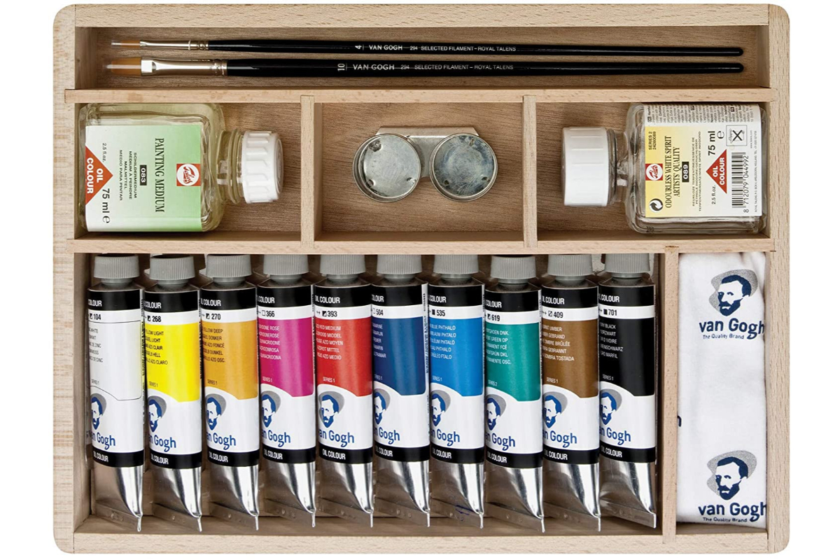 Set of Van Gogh Oil Colour Paints in Wooden Box with Accessories - Image 3