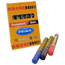 Prima Permanent Markers - Assorted Colors (Blue, Black, Red, Green), 12-Pack for Bold & Lasting Marks