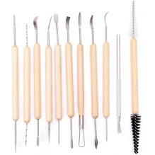 Professional Pottery & Clay Sculpting Tool Set - 11 Pieces with Wooden Handles & Assorted Metal Tips