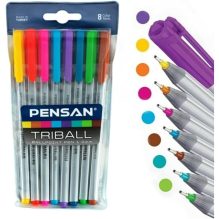 Pensan Triball Ballpoint Pen Set - 8 Vibrant 1.0mm Colors for Smooth Writing