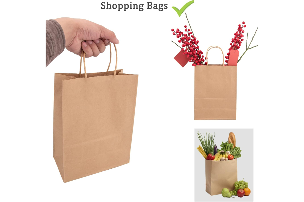 Strong and Durable Brown Kraft Paper Shopping and Gift Bags - Assorted Sizes - 12 Pack - Image 4