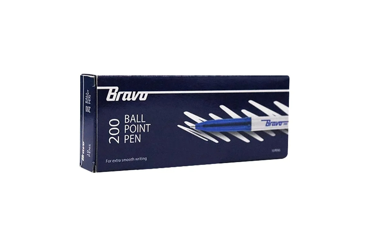 Bravo 200 Ballpoint Pens - Blue Ink, 10-Pack for Extra Smooth Writing & Detail Work