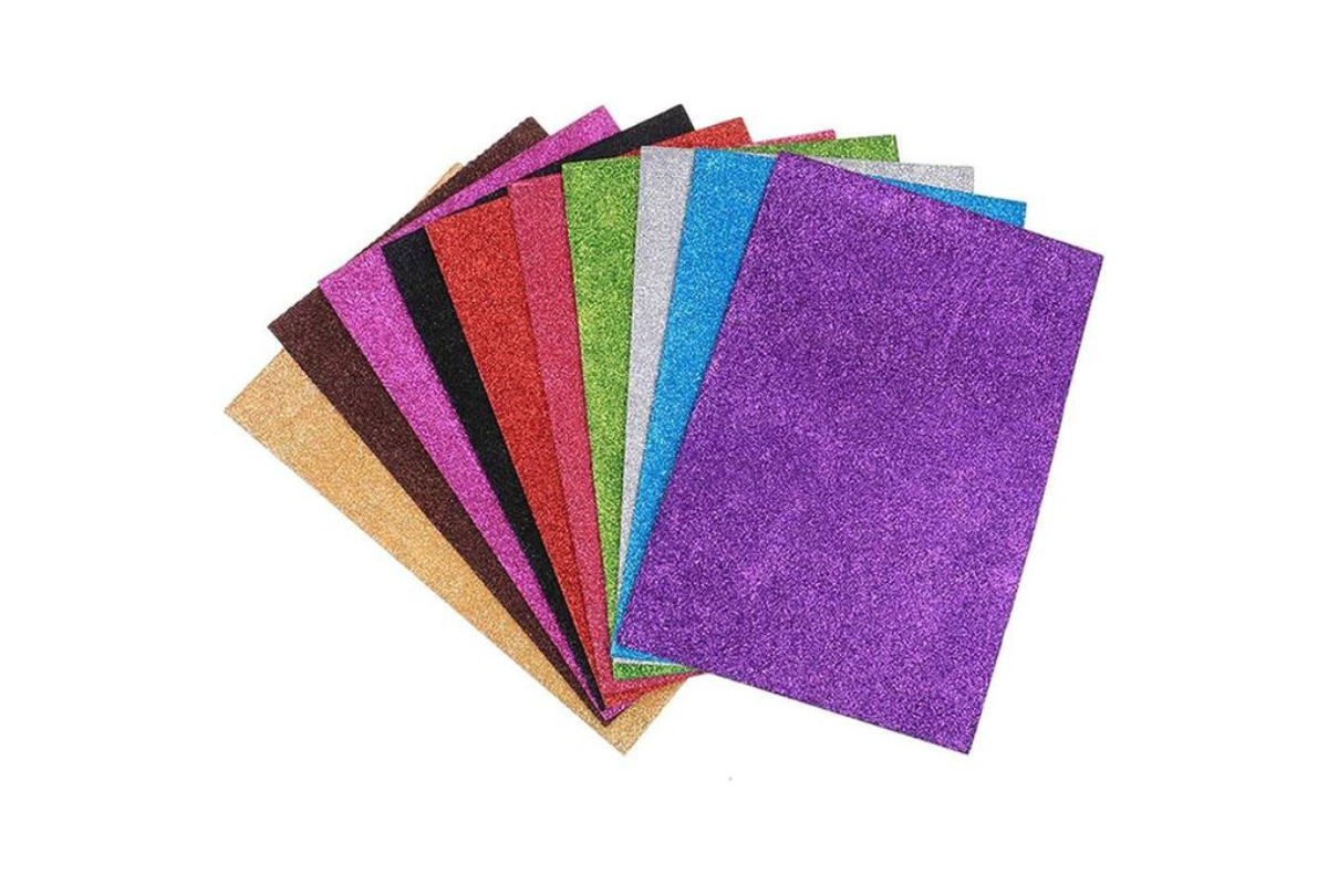 Ever Green Glitter EVA Foam Sheets - 10 Pcs, 20x30 cm - Assorted Colors for Crafts & DIY Projects - Image 3