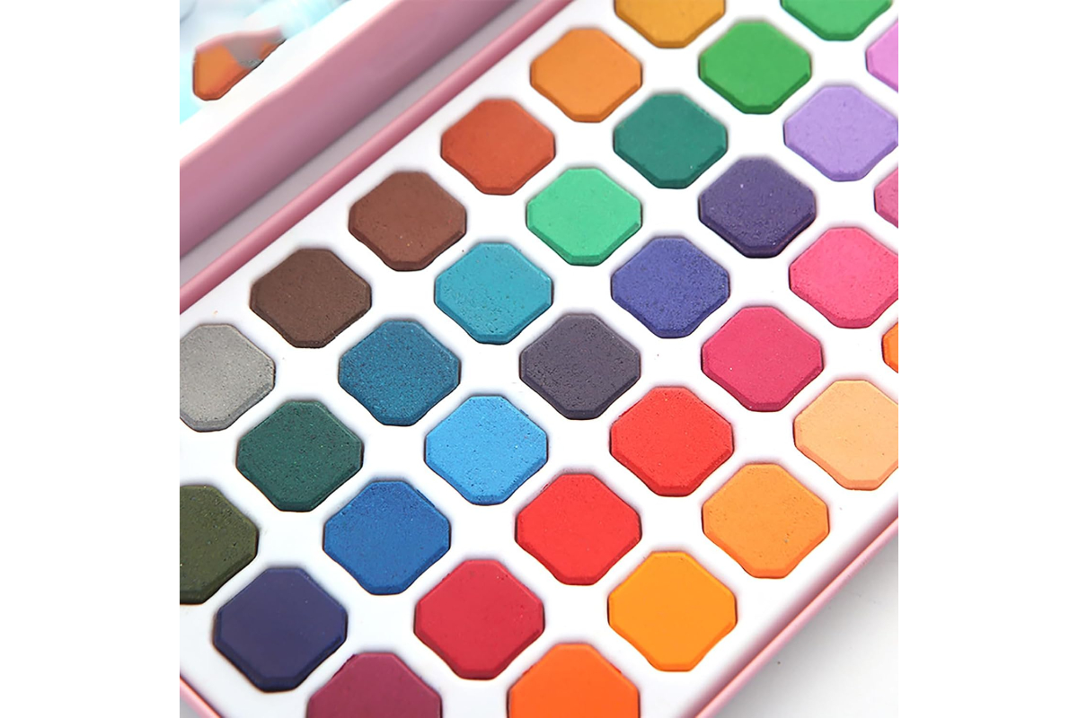 Premium 45-Color Watercolor Paint Set - Metal Tin Case with Art Tools & Watercolor Paper - Image 3