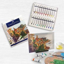 Faber-Castell Creative Studio Oil Colours Set - 24 High-Quality Paints for Professional Art