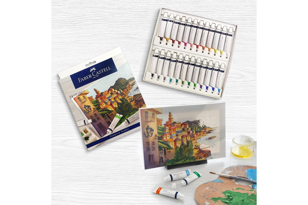 Faber-Castell Creative Studio Oil Colours Set - 24 High-Quality Paints for Professional Art