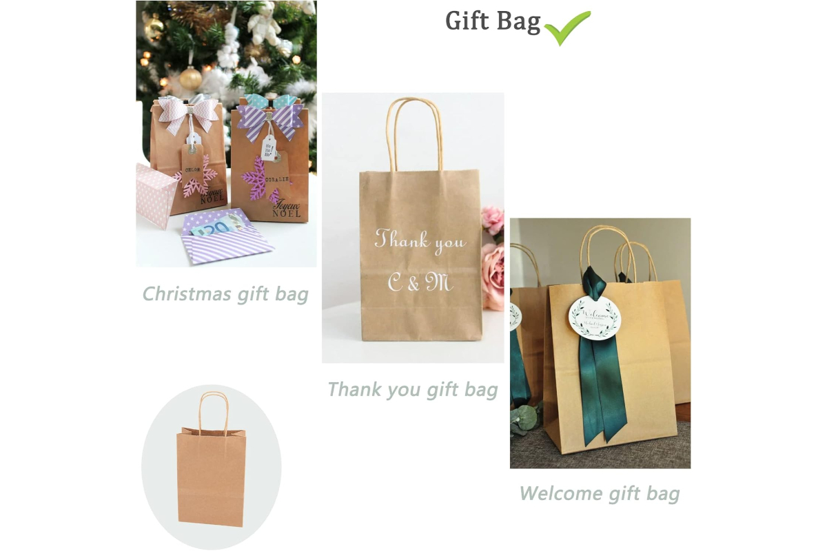 Strong and Durable Brown Kraft Paper Shopping and Gift Bags - Assorted Sizes - 12 Pack - Image 6