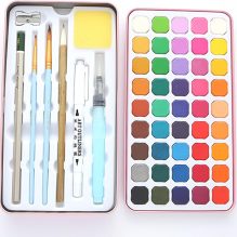 Premium 45-Color Watercolor Paint Set - Metal Tin Case with Art Tools & Watercolor Paper