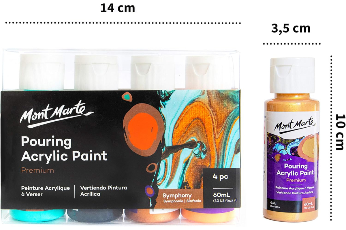 Mont Marte Pouring Acrylic Paint Set - Premium 4pc x 60ml (2oz) - Symphony - Image 5