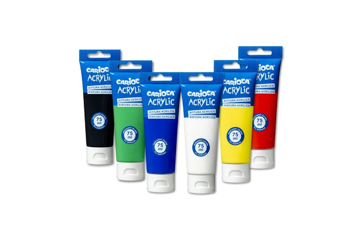 CARIOCA Acrylic Paint 75ml - Brilliant, High Opacity Colors for All Surfaces
