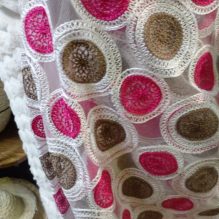 Hand-Embroidered Mesh Fabric with Circle Motif - 120cm Wide - Multi-Color