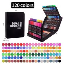 120 Colors Dual Tip Brush Pens Set - Fineliner & Brush Markers for Art, Drawing, Journaling & Scrapbooking