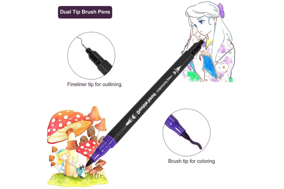 120 Colors Dual Tip Brush Pens Set - Fineliner & Brush Markers for Art, Drawing, Journaling & Scrapbooking - Image 4