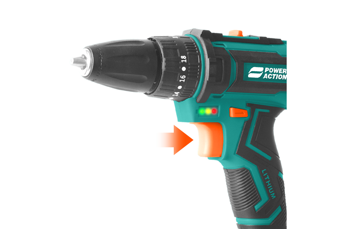 POWER ACTION 21V Cordless Drill Driver Kit - 2.0Ah Lithium-Ion Battery - Image 5