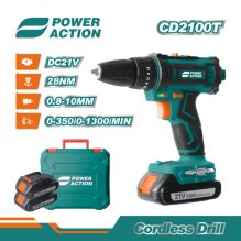POWER ACTION 21V Cordless Drill Driver Kit - 2.0Ah Lithium-Ion Battery
