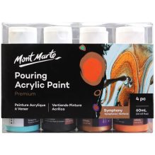 Mont Marte Pouring Acrylic Paint Set - Premium 4pc x 60ml (2oz) - Symphony