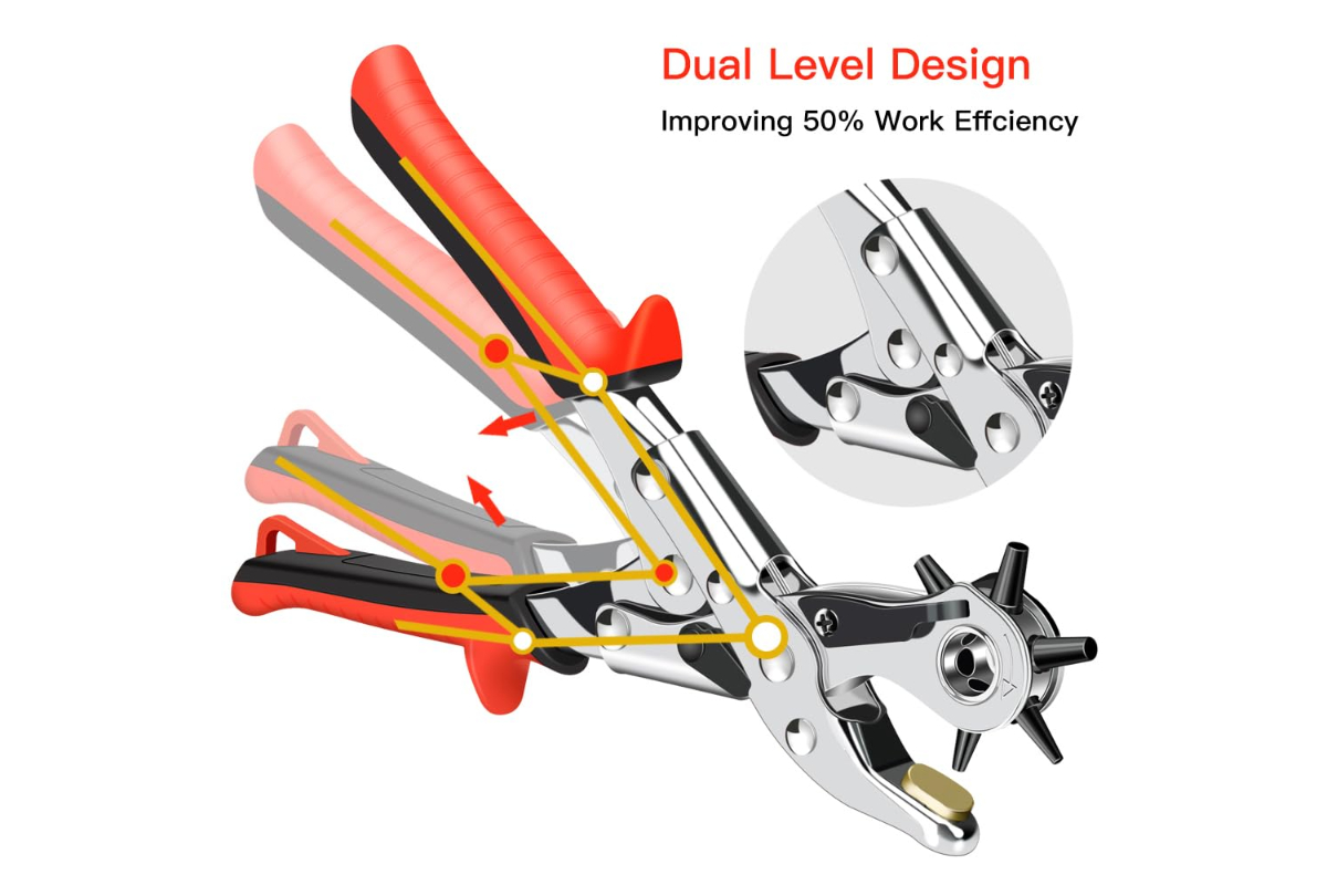 Multi-Purpose Rotary Punch Pliers for Leather & Fabric, 6 Sizes - Image 6