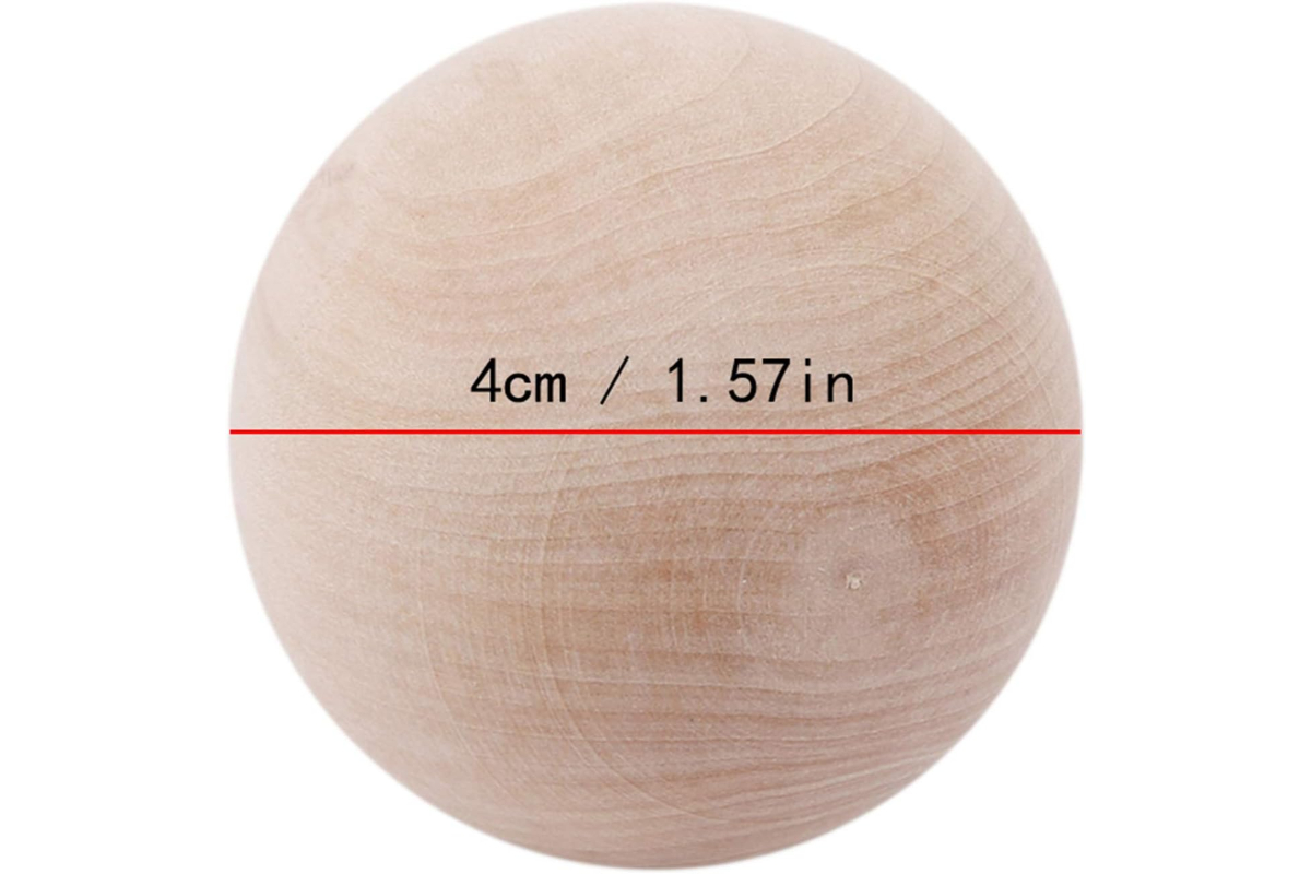 Set of 4 Natural Wooden Balls, Assorted Sizes (10, 8, 6, 4 cm) - Image 3