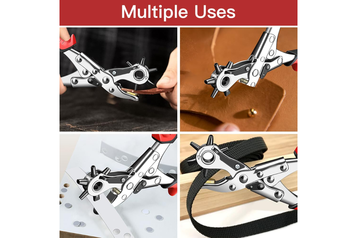 Multi-Purpose Rotary Punch Pliers for Leather & Fabric, 6 Sizes - Image 4