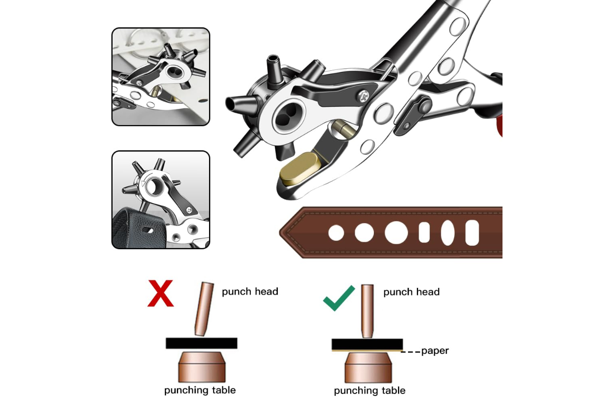 Multi-Purpose Rotary Punch Pliers for Leather & Fabric, 6 Sizes - Image 3