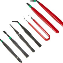 7-Piece Professional Tweezers & Forceps Set for DIY & Crafting