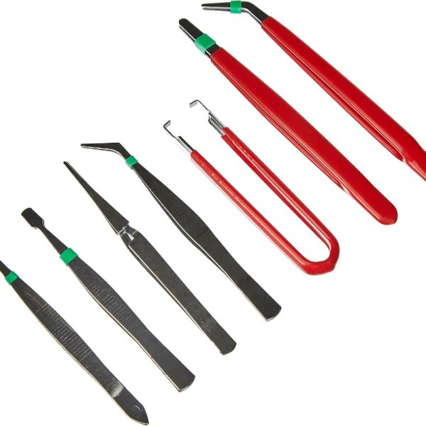 7-Piece Professional Tweezers & Forceps Set for DIY & Crafting