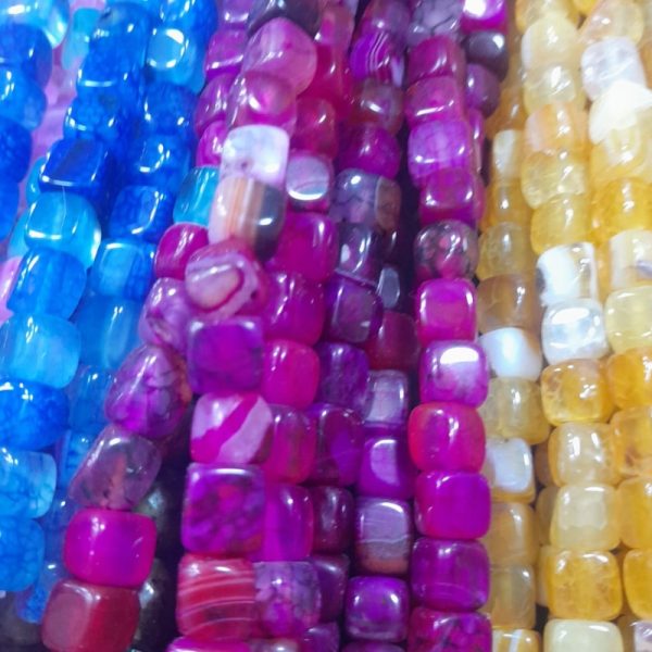 8mm Polished Square Agate Beads for Jewelry Making and Crafts