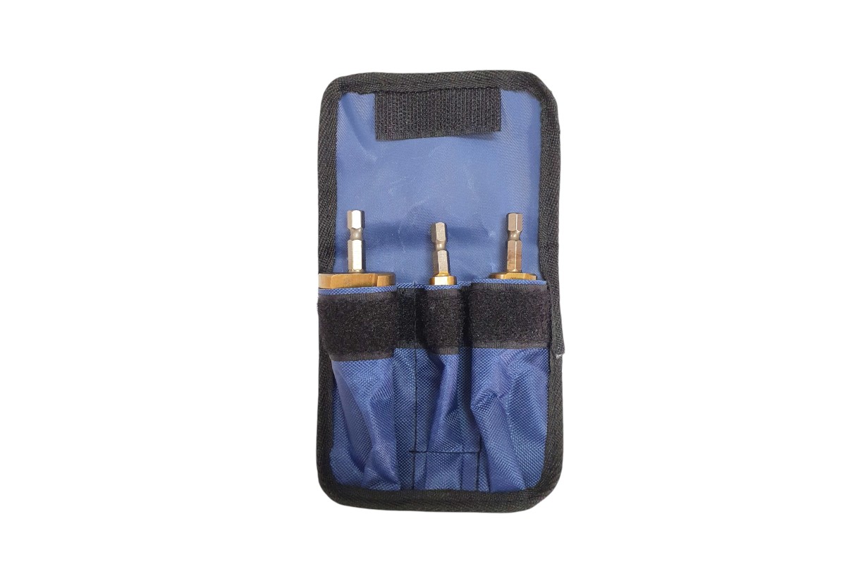 3pc HSS Step Drill Bit Set with Storage Bag - Image 4