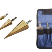 3pc HSS Step Drill Bit Set with Storage Bag