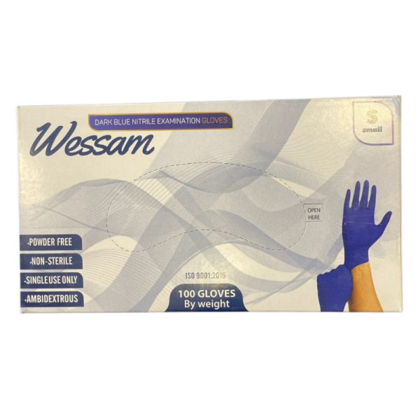 Wessam Dark Blue Nitrile Examination Gloves – Single Use
