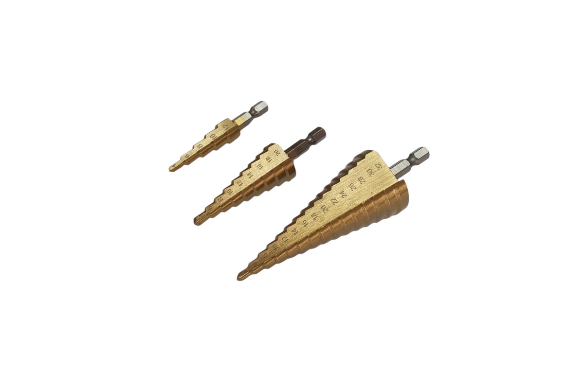 3pc HSS Step Drill Bit Set with Storage Bag - Image 5