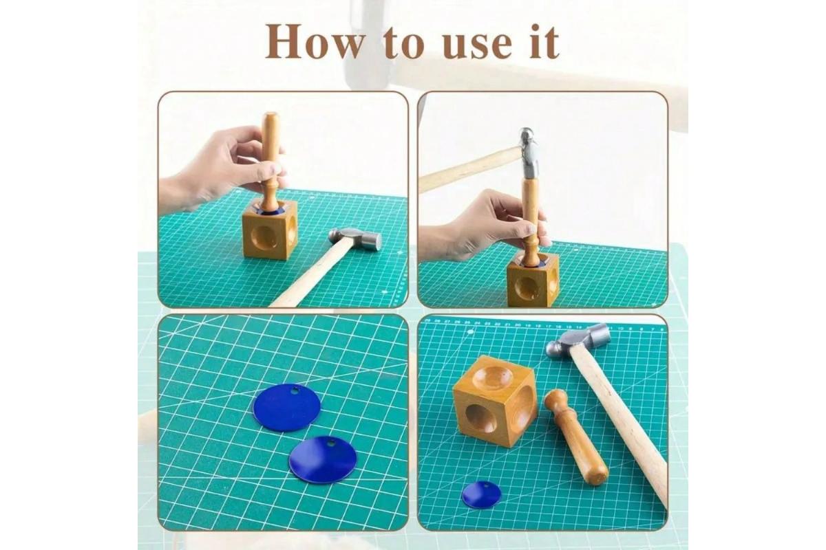 Wooden Metal Forming Block & Domed Punches Set - Image 4