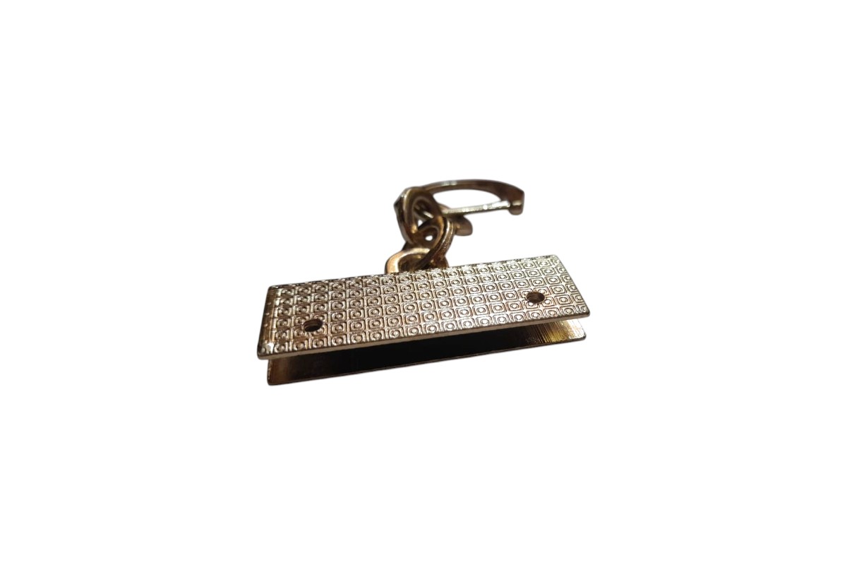 Double-Sided Gold Key Fob Hardware - Piano Keyboard & Textured End Cap for Fabric Straps 5 cm Width - Image 3