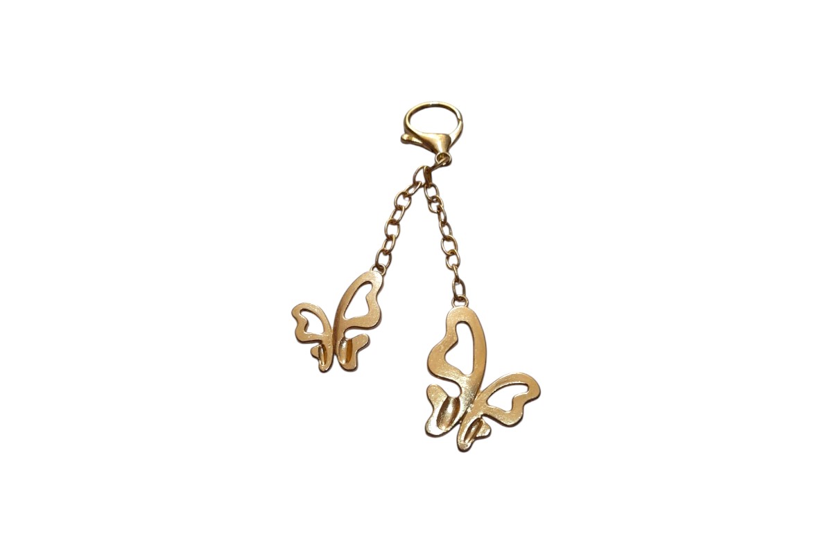 Golden Butterfly Double Charm Keychain / Bag Accessory