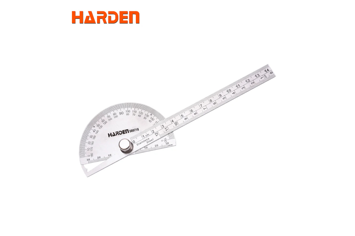 Harden Stainless Steel Bevel Protractor and Ruler - 180° Angle & Length Measurement Tool
