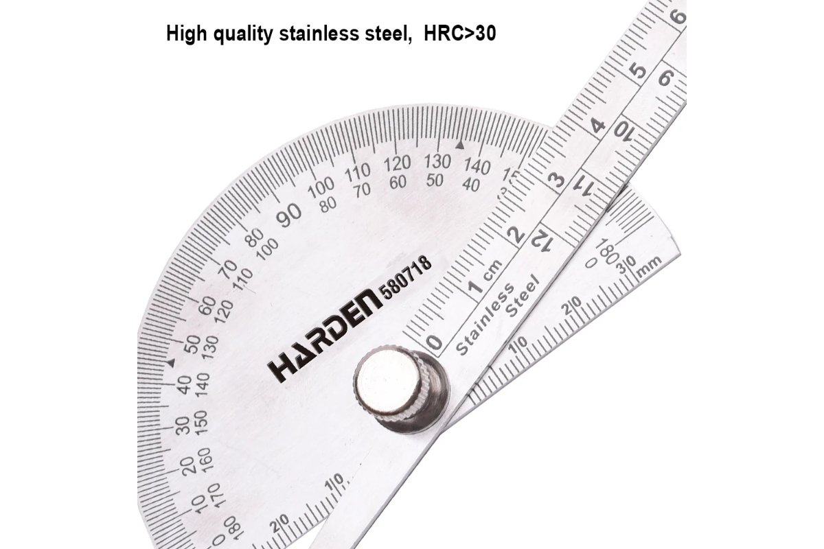 Harden Stainless Steel Bevel Protractor and Ruler - 180° Angle & Length Measurement Tool - Image 4
