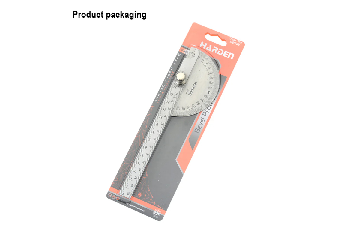 Harden Stainless Steel Bevel Protractor and Ruler - 180° Angle & Length Measurement Tool - Image 7