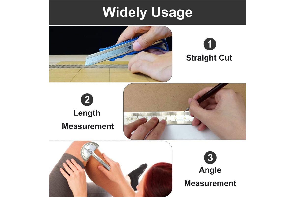 Harden Stainless Steel Bevel Protractor and Ruler - 180° Angle & Length Measurement Tool - Image 5