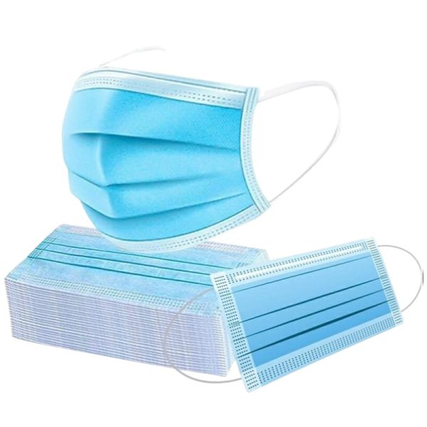 Disposable 3-Ply Protective Face Masks – 50 Count